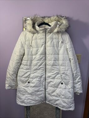 White puffer coat